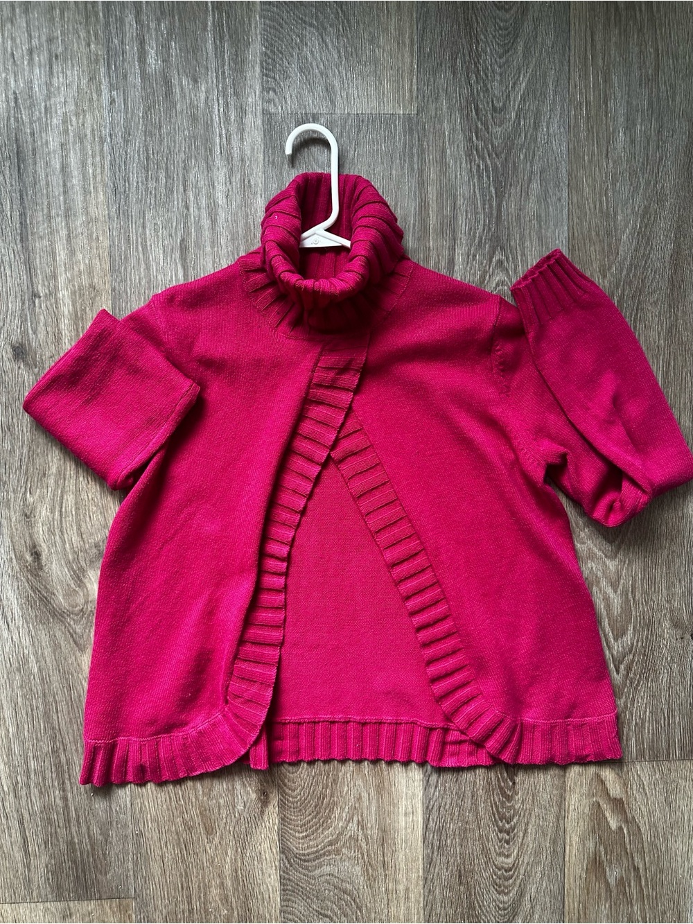 Talbots Magenta Pink Turtleneck Split Front Sweater Poncho Cape Size M